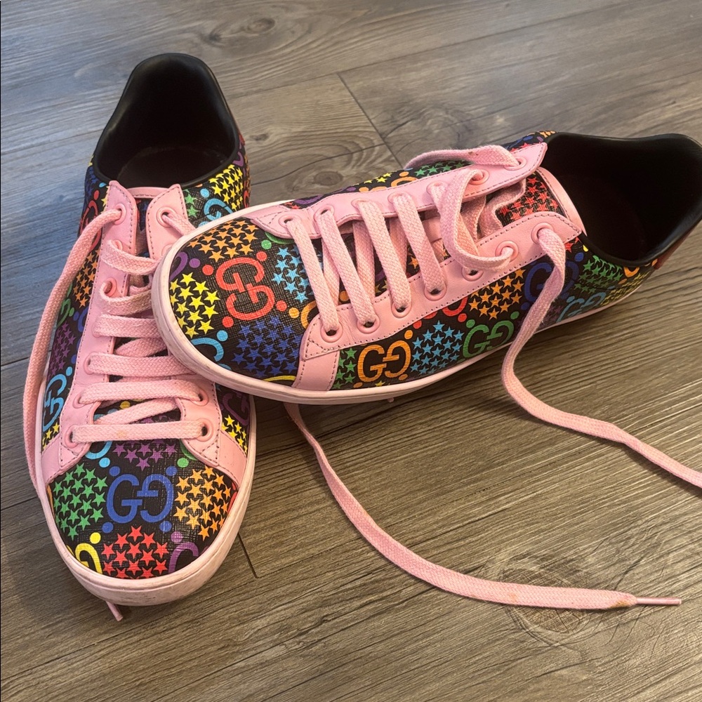 Gucci Ace Multicolor Star Pattern Sneakers